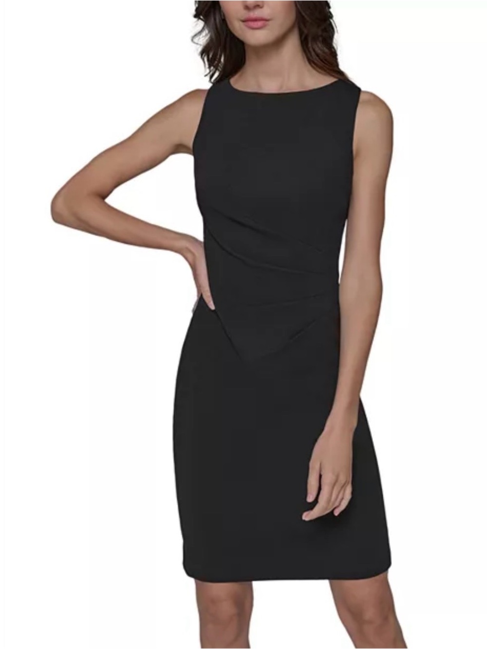 Karl Lagerfeld Black Crepe Side Rouched Dress NWT $128 Sz 14